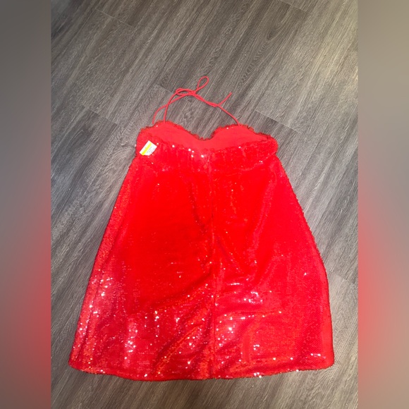 GANNI Sequinned Sleeveless Mini Dress in Red NWOT Last Chance Size 36 - Picture 14 of 15